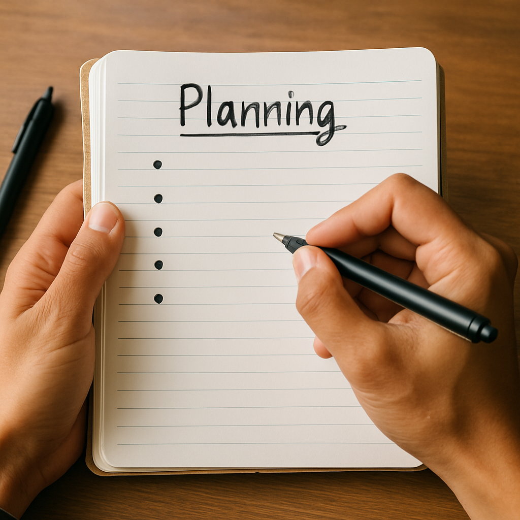 A person planning in a notebook-1